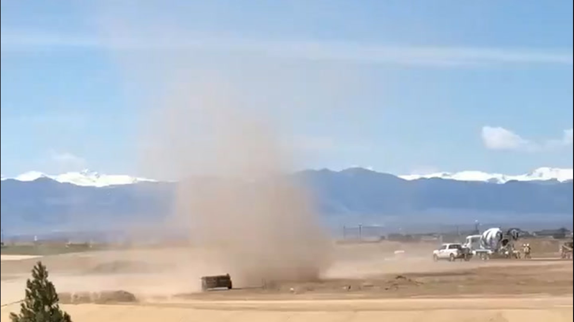 Things are getting pretty dusty at this open field in Aurora, Colorado, on April 28, after this dust devil gets caught swirling across the area.