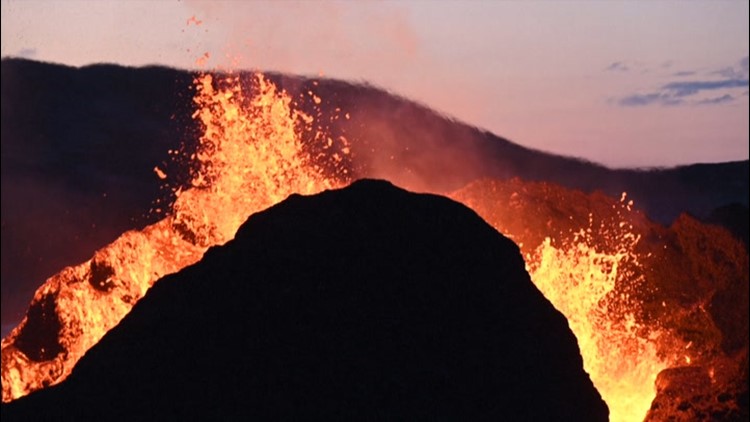 Lava flows from Icelandic volcano