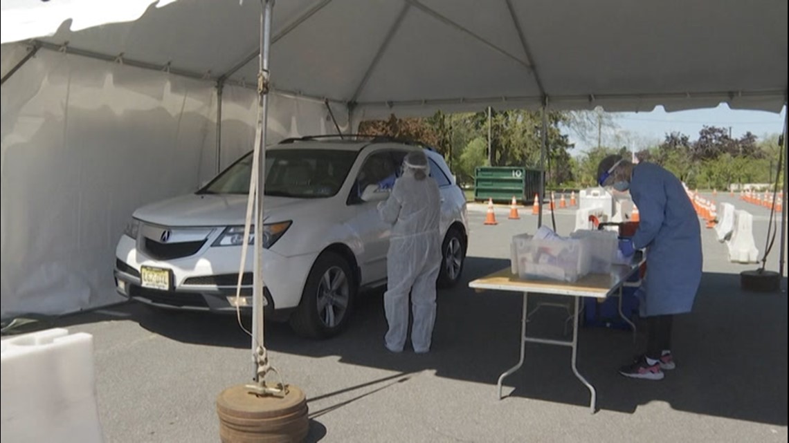 Cars line up for COVID19 drivethru testing