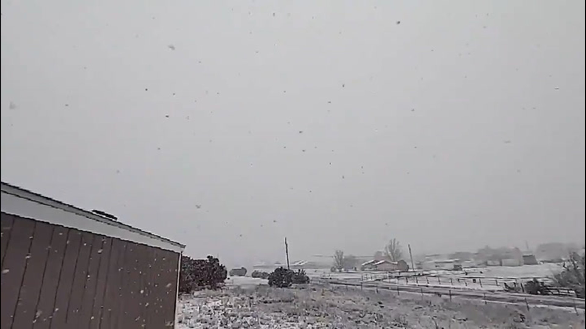 This slow-motion video captured in Edgewood, New Mexico, made the snow look like it's falling down slowly like a snow globe on Feb. 23.