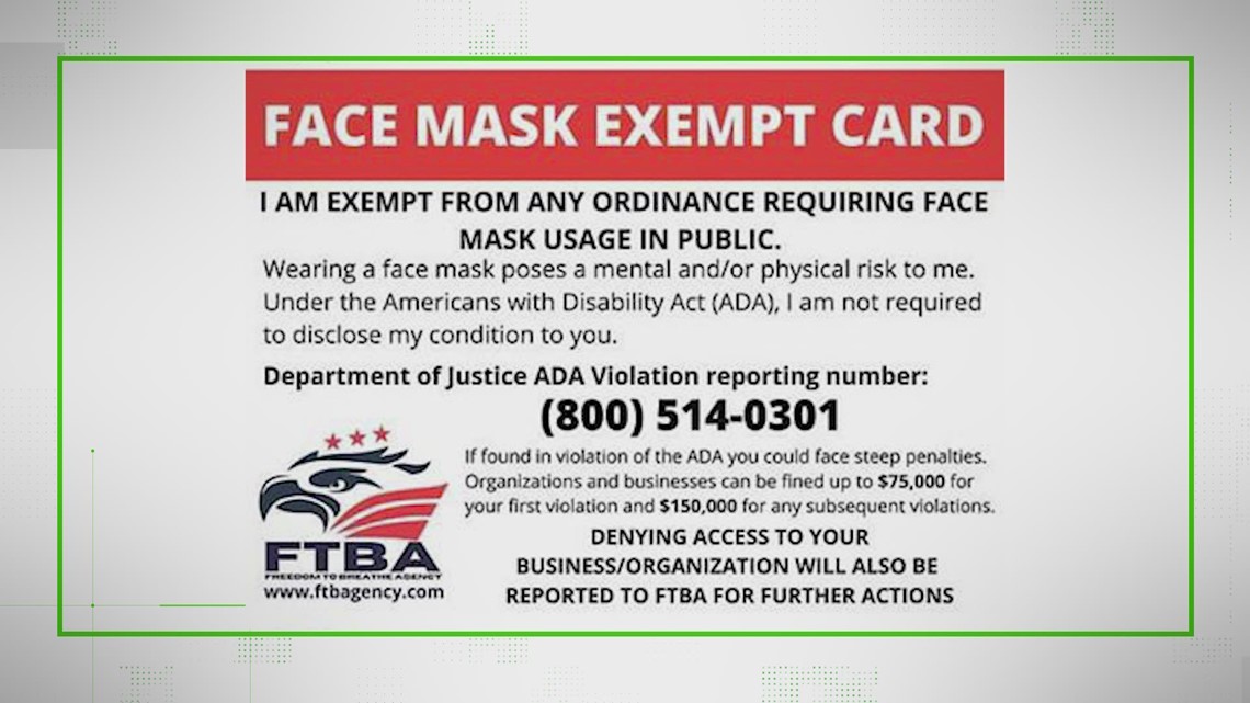 VERIFY 'Fraudulent' face mask exempt card doesn't actually do anything