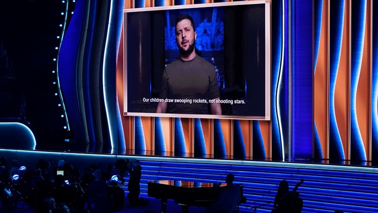 Ukrainian president speaks at Grammy Awards