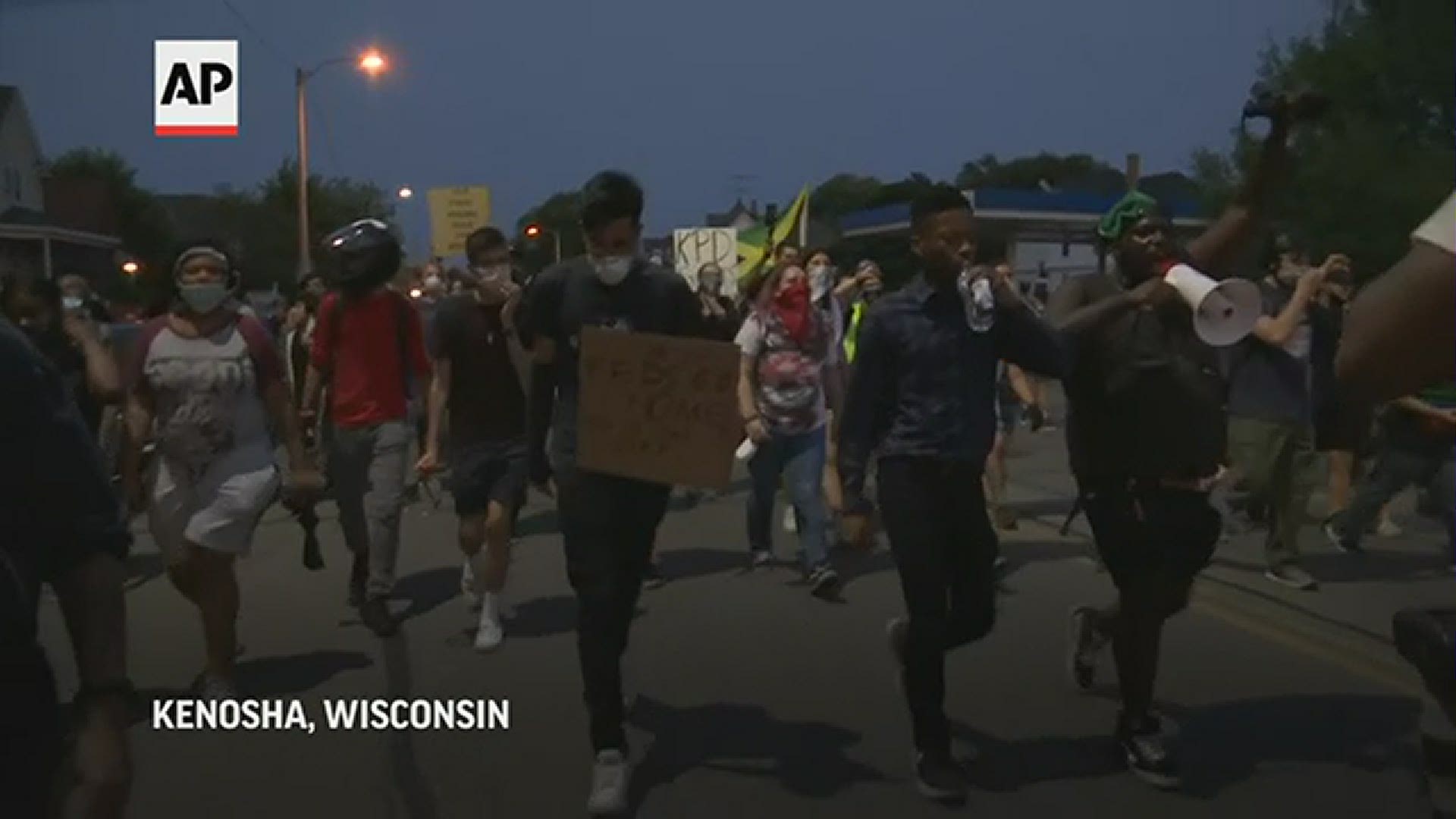 Protesters marched through the streets of Kenosha, Wisconsin Aug. 26 as tensions remained high over the police shooting of a Black man, Jacob Blake.
