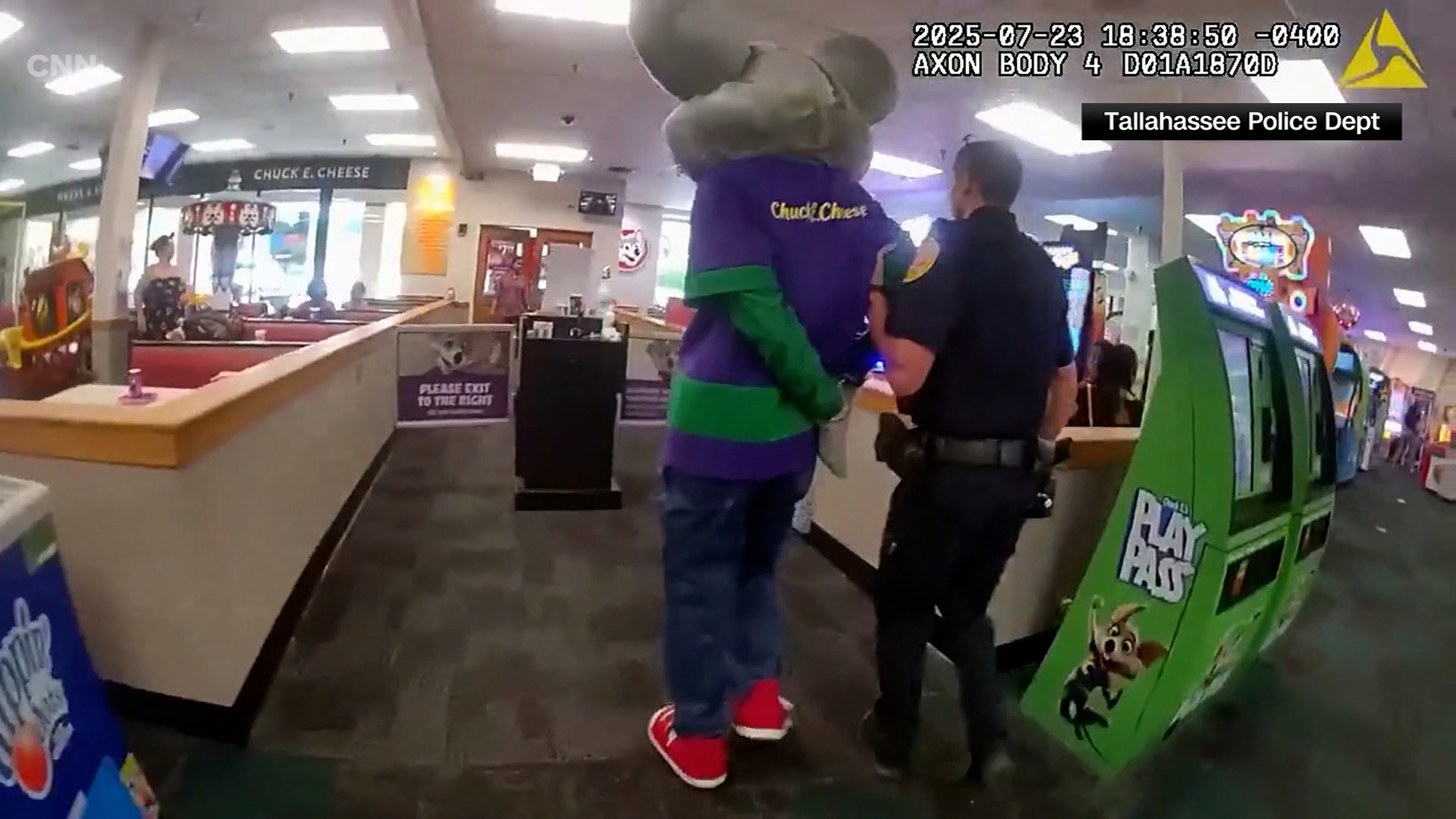 Bodycam video shows Chuck E. Cheese mascot arrested in Florida ...