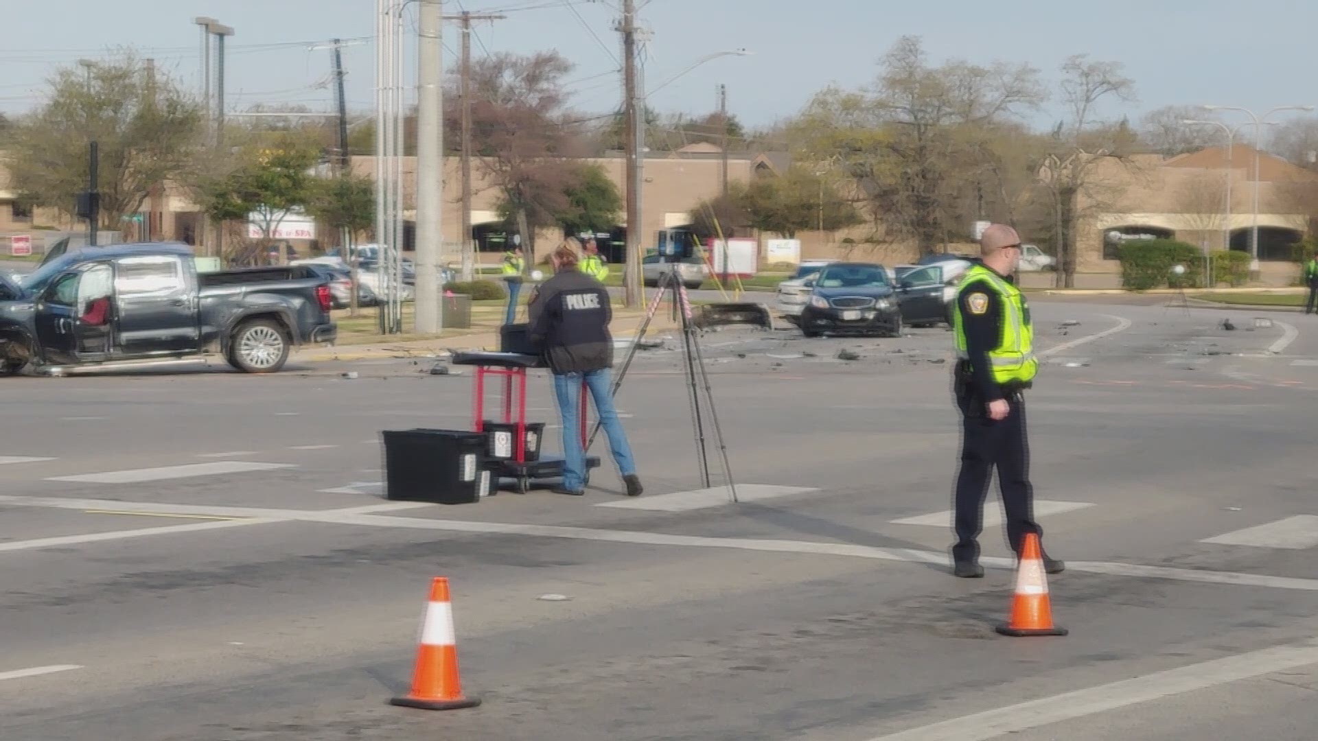 Police said a truck and two cars were involved with the crash. It is unknown at this time what the conditions of the other three people.