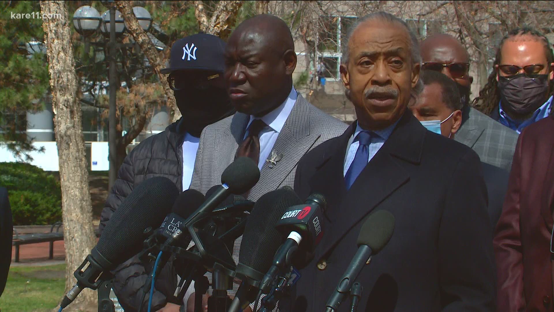 Sharpton, a civil rights leader, prayed for strength and justice. He was joined by Floyd family members, the mother of Eric Garner and attorney Ben Crump.