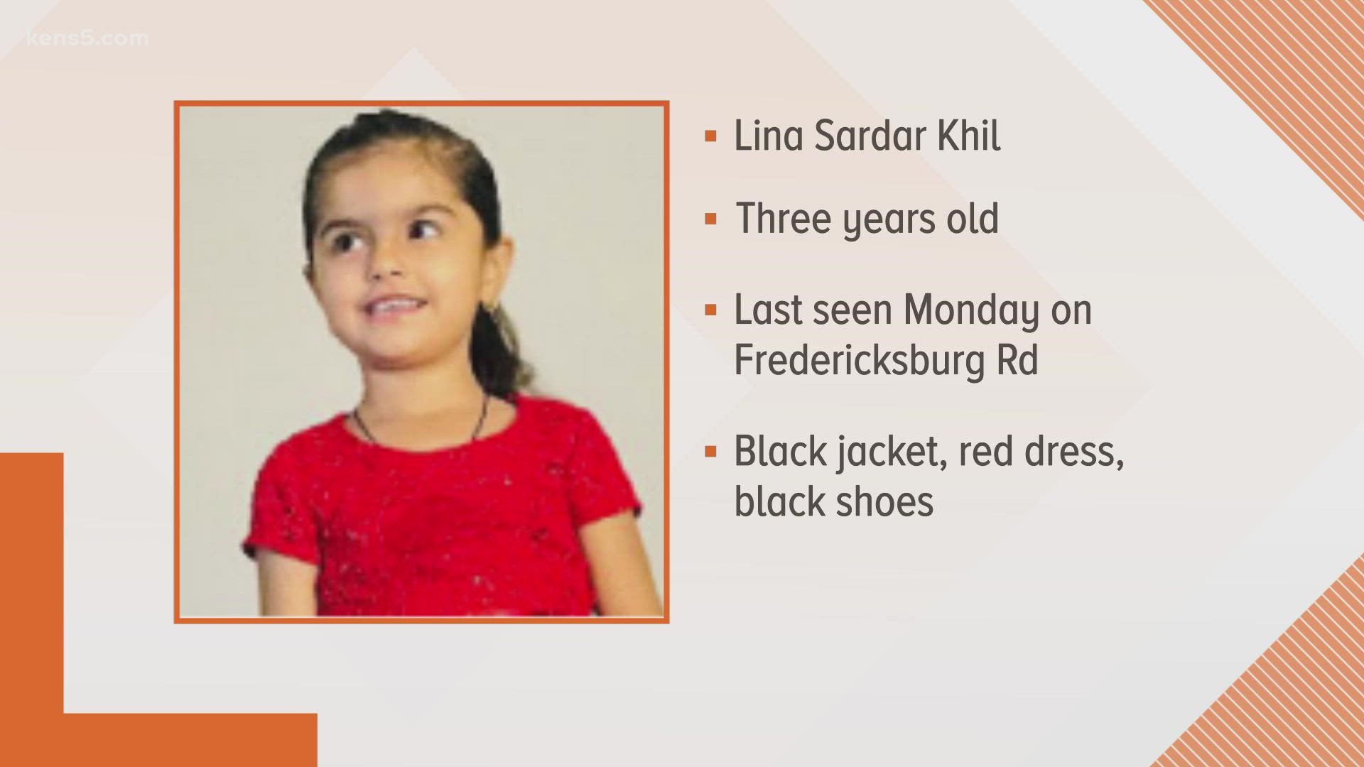 Lina Sardar Khil was last seen around 5 p.m. on Fredericksburg Road, police say.
