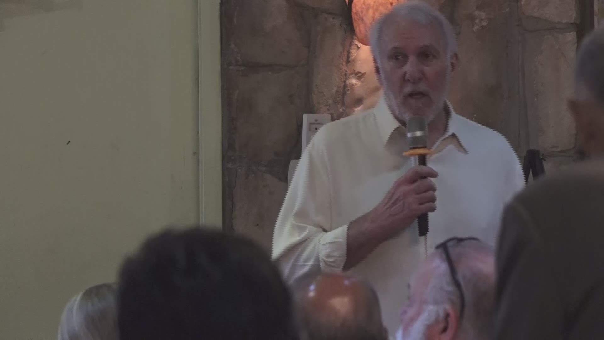 Spurs head coach Gregg Popovich spoke about the coronavirues at a fundraiser for Wish for Our Heroes in San Antonio.