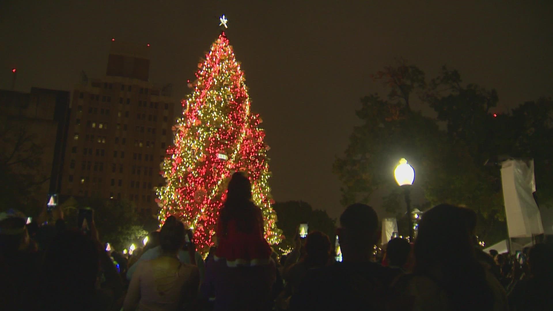 The nearly 50-foot Nordmann Fir Tree will be decorated with more than 10,000 white lights.