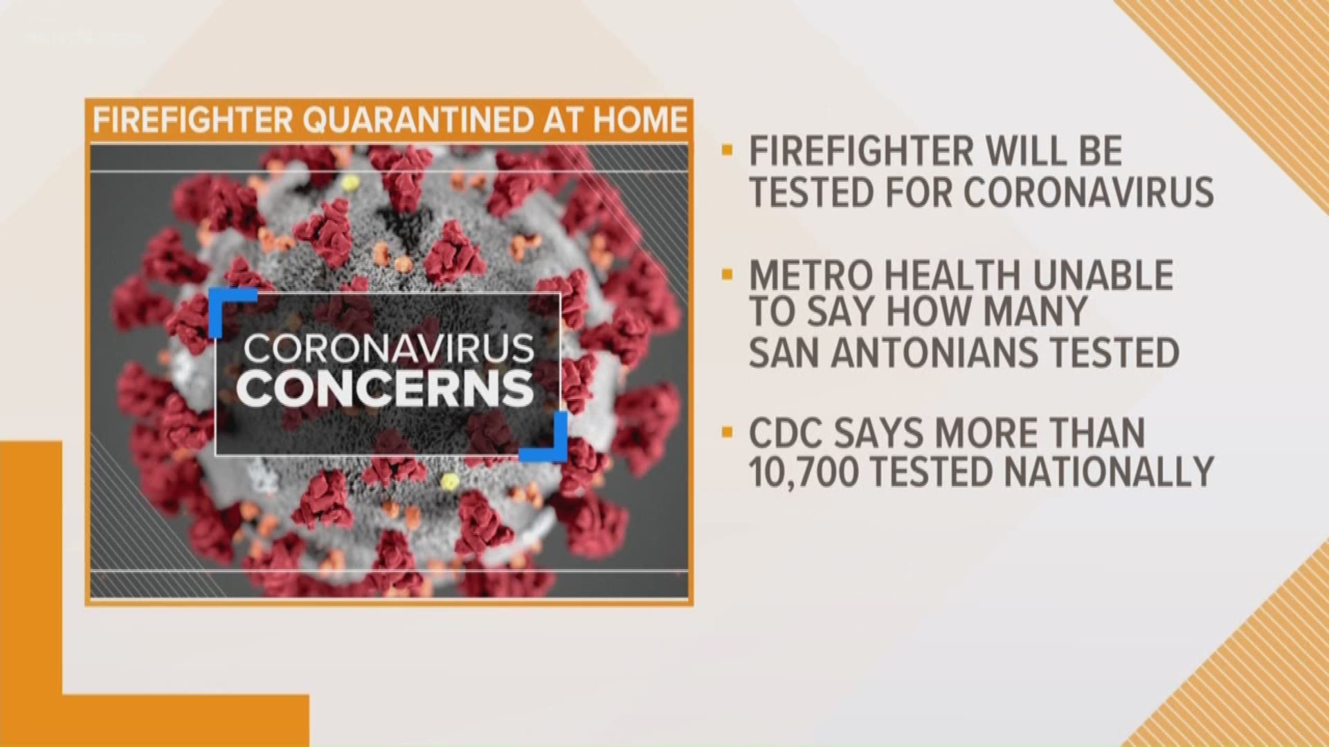 A firefighter with the San Antonio Fire Department is being tested for coronavirus after experiencing flu-like symptoms.