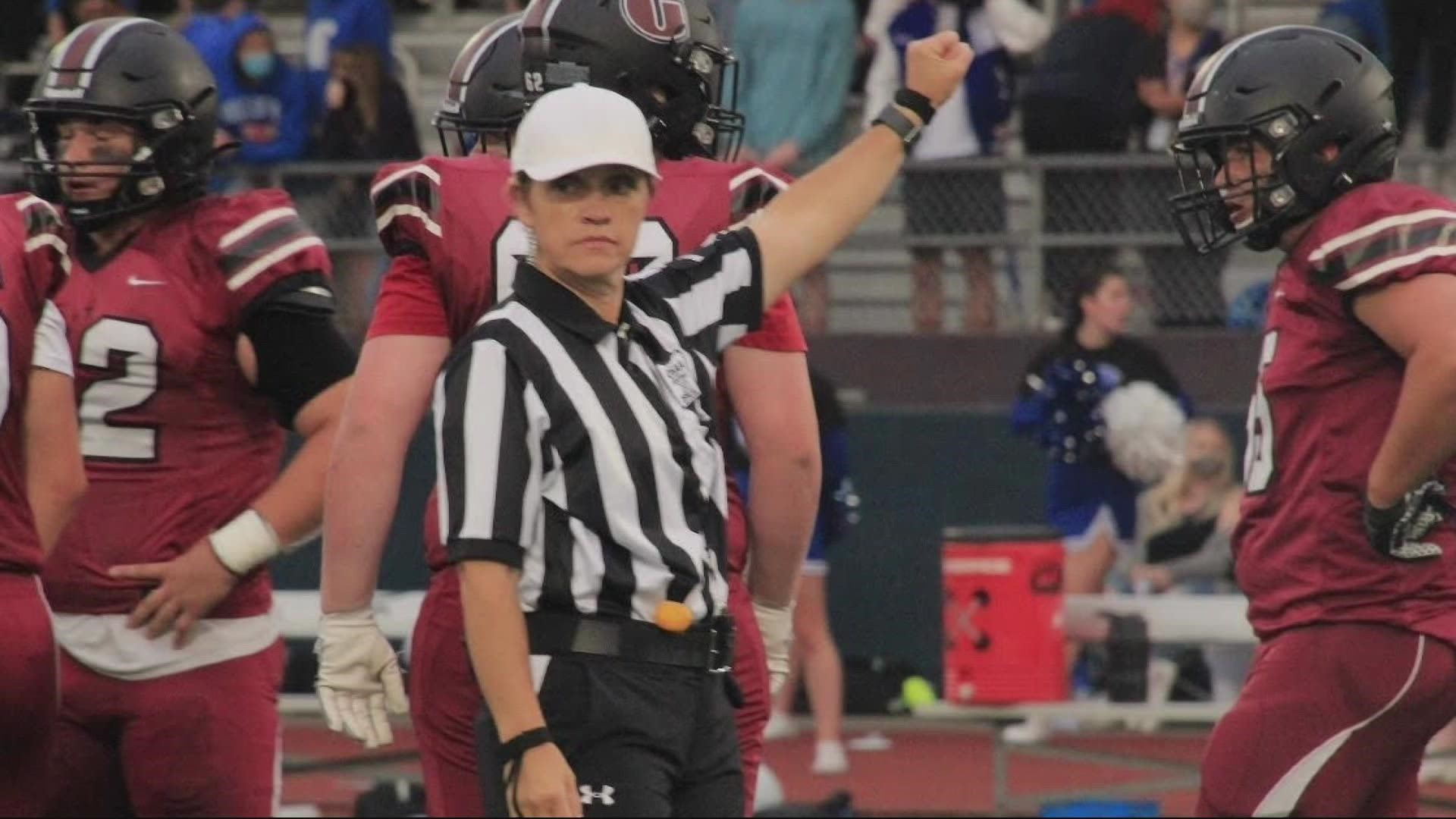 The six referees at Friday's Hillsboro-Glencoe game were the first all-female crew to officiate a high school boys' varsity football game in Oregon.
