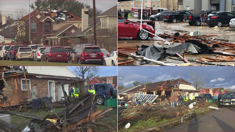 A look at the tornado damage left across the Houston area
