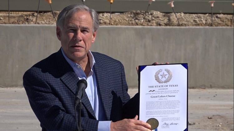 Gov. Abbott visits Abilene to share remarks at Great Lakes Cheese Facility construction site