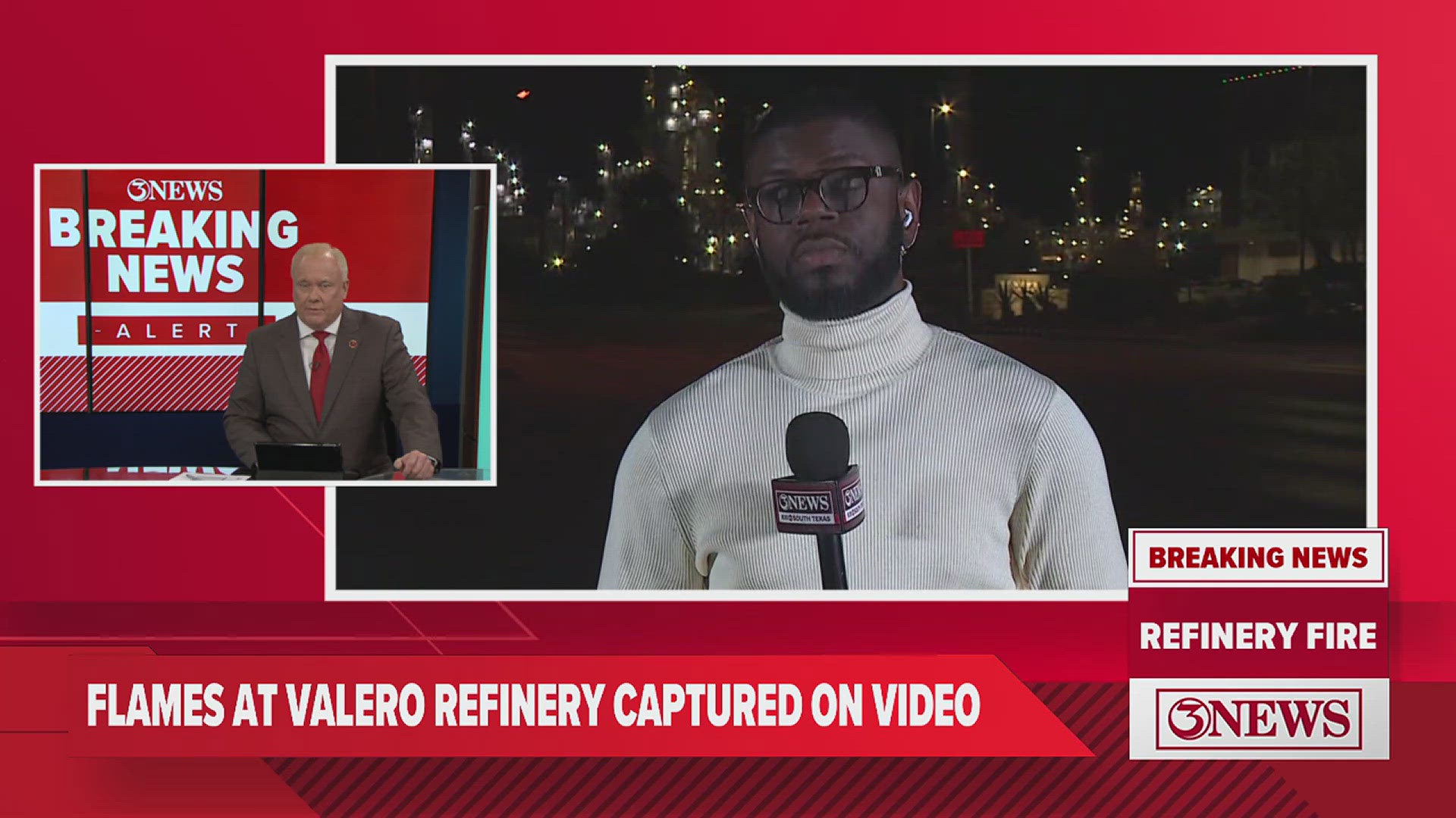 Details remain limited Wednesday night, but Valero officials told 3NEWS the flames were extinguished and no injuries were reported.