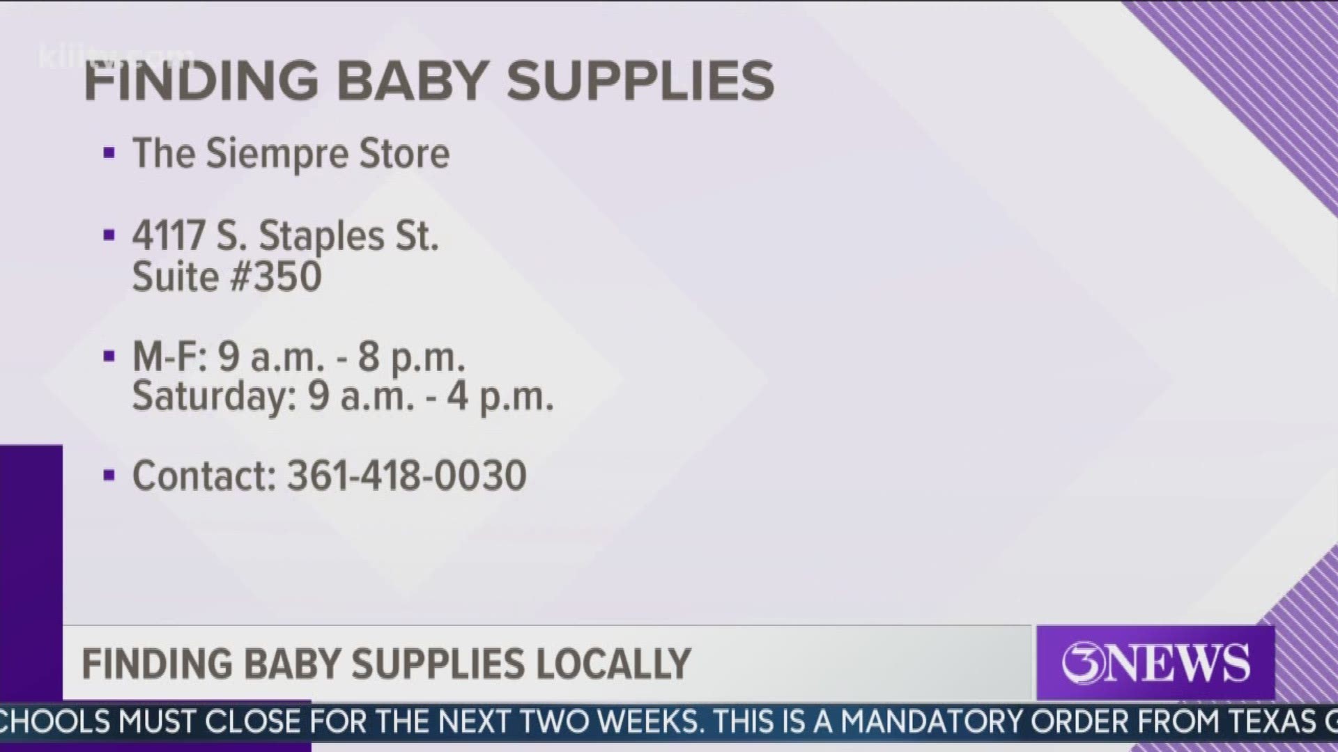 If you are in the Nueces County area and are in need of baby supplies, you may be able to obtain these products from the Siempre Store.
