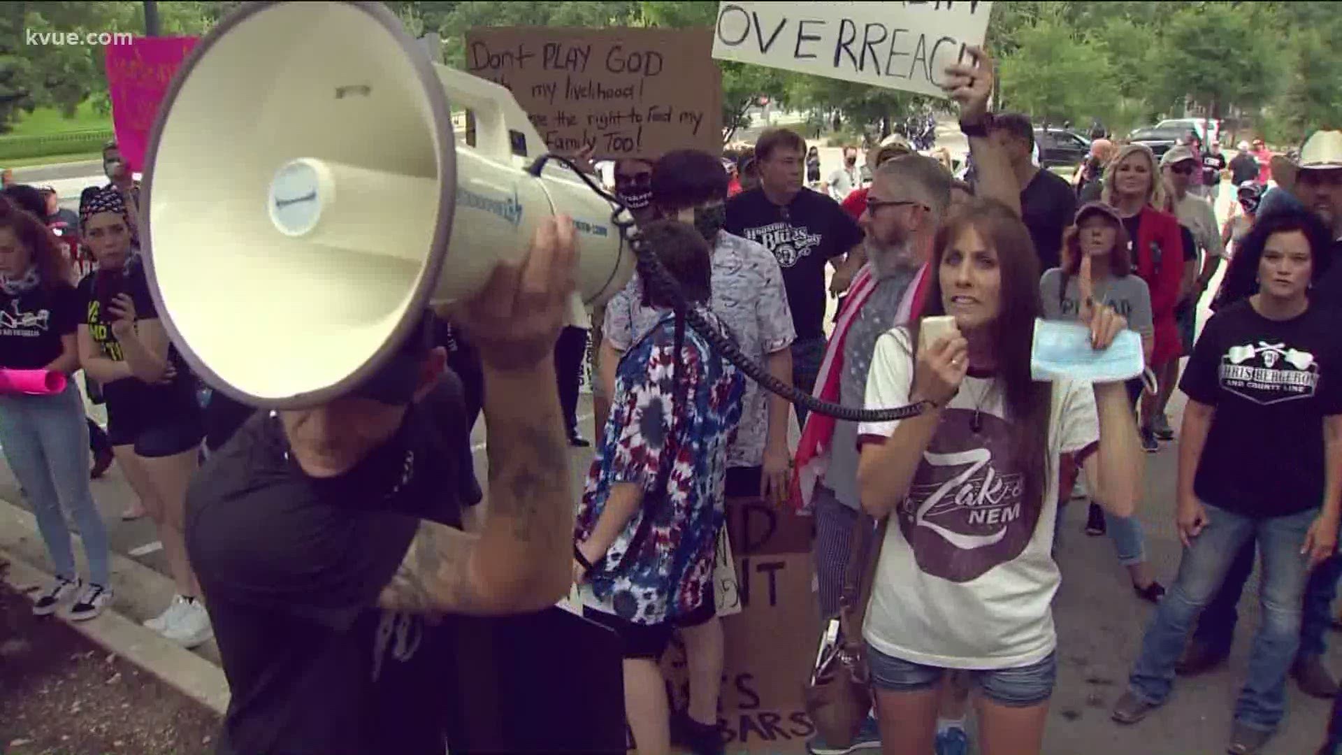 Dozens were outside the Texas Capitol Tuesday morning, upset Gov. Abbott shut down their businesses.