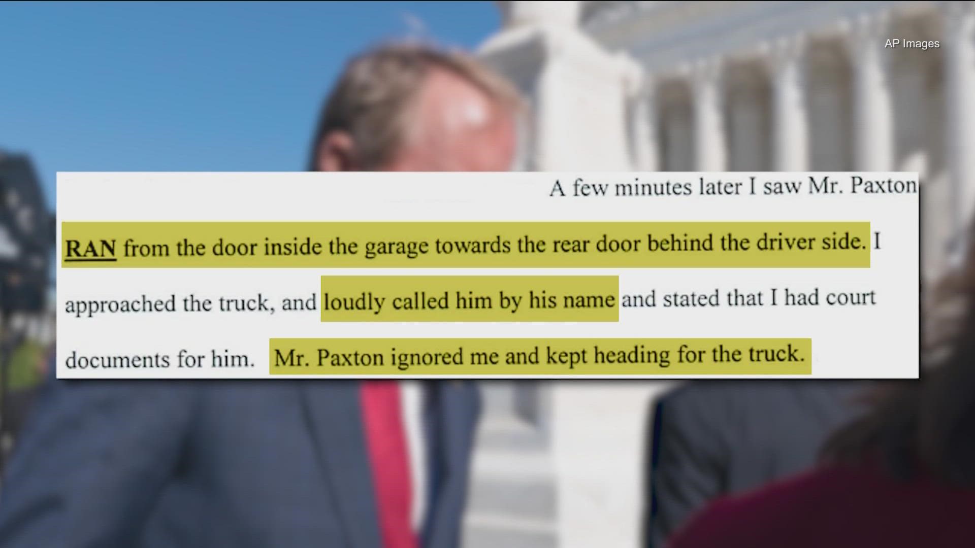 Paxton was seen leaving his home after being served a subpoena according to court documents. KVUE's Natalie Haddad has more.