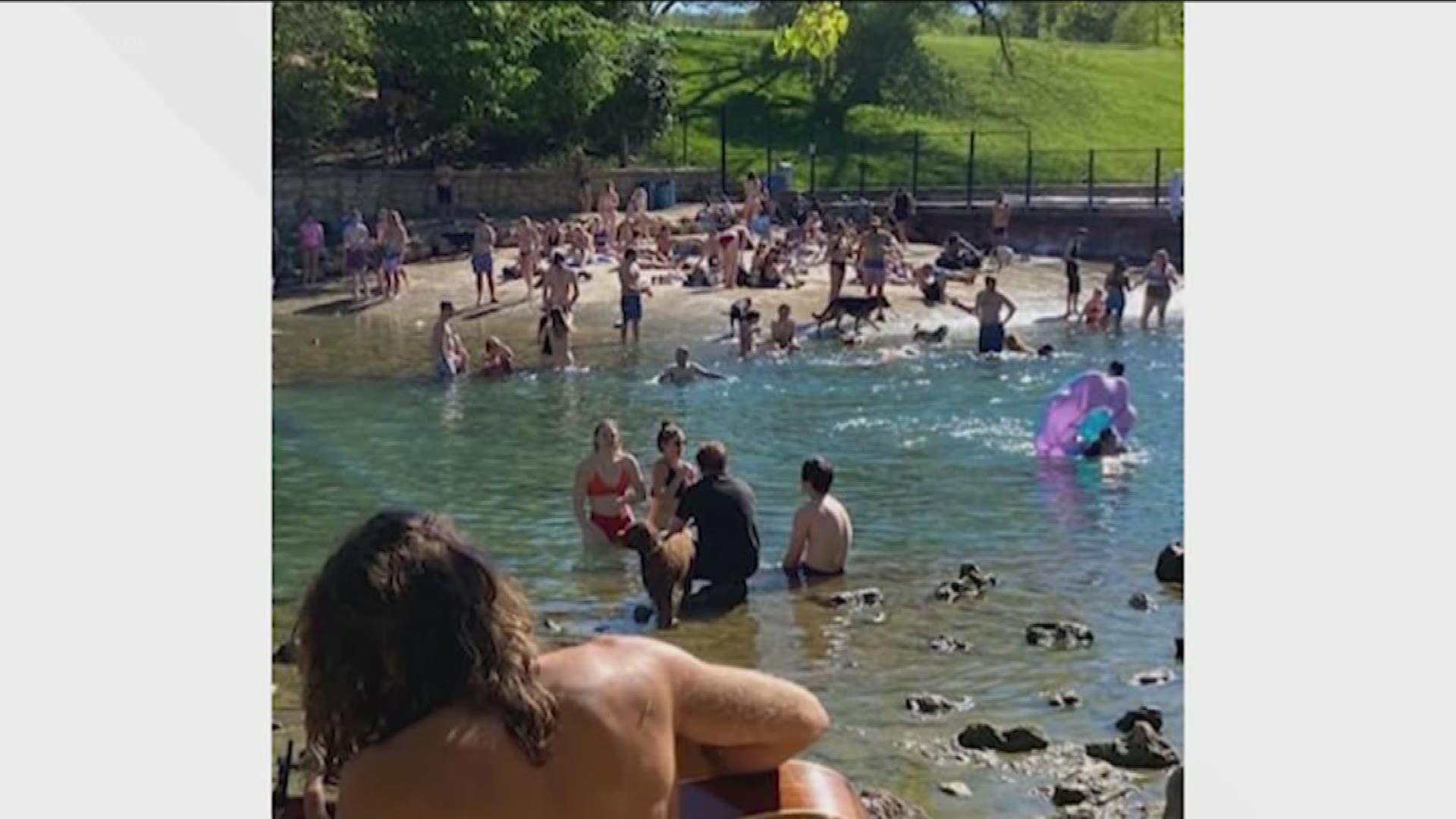 A photo posted on social media showed a crowded Barton Springs Pool – just hours after local officials announced a "stay home" order.