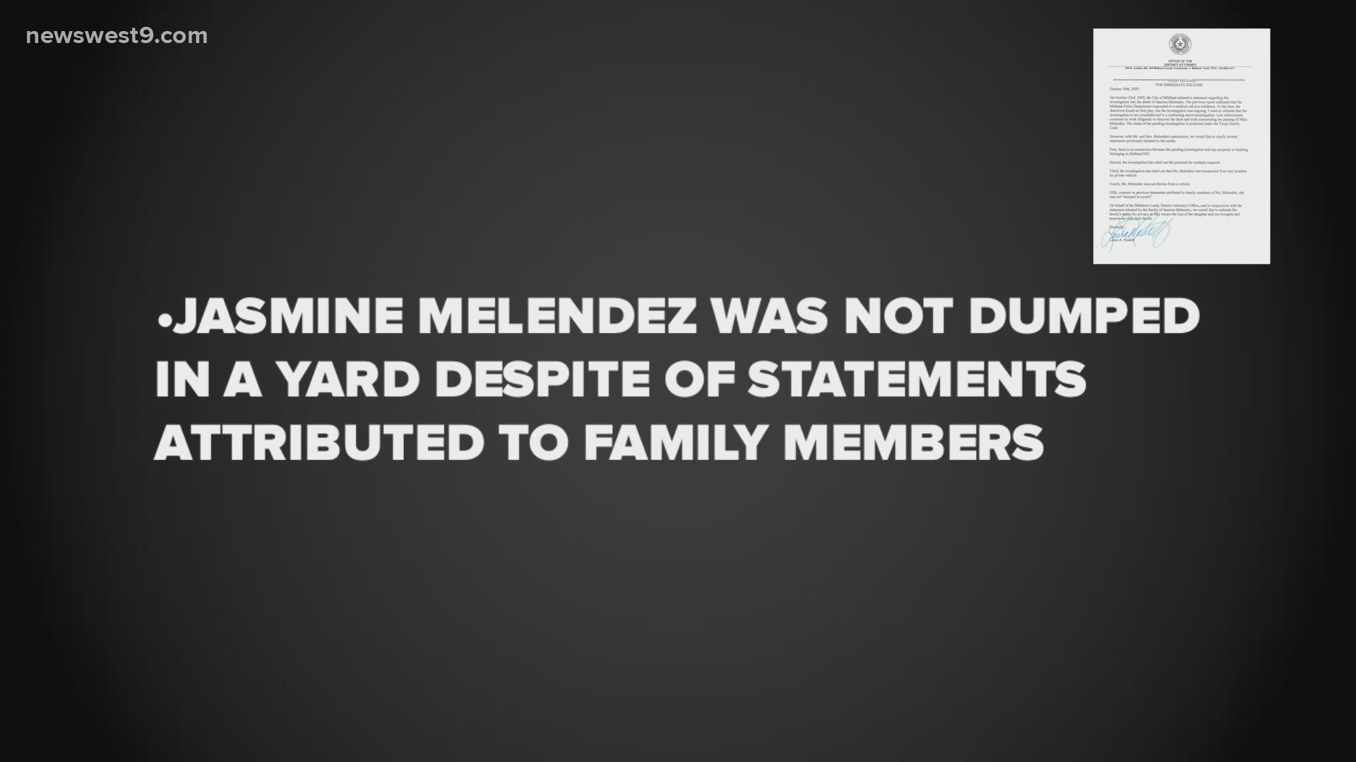 The DA's office also asked for privacy for the family mourning the loss of their daughter.