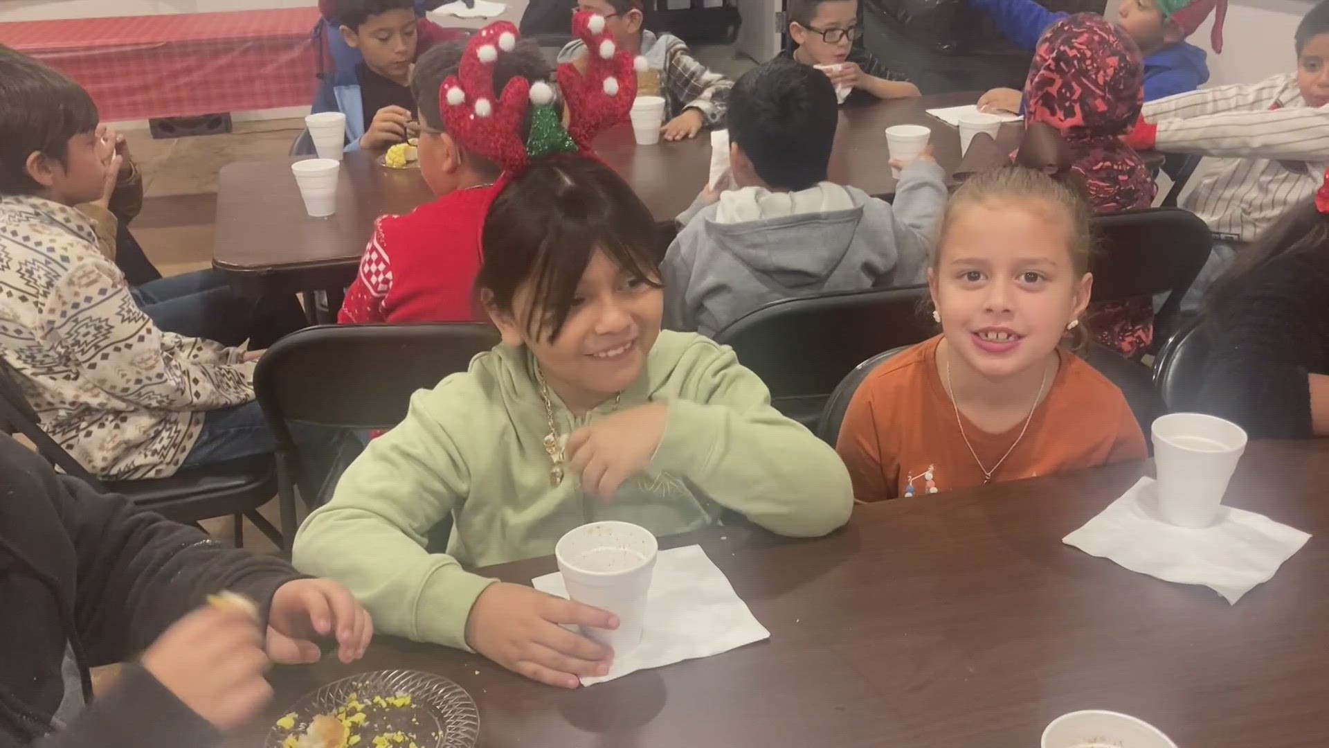 All 150 second graders at Alamo Elementary were treated with hot chocolate, treats and a Christmas movie, just in time for the holiday season.