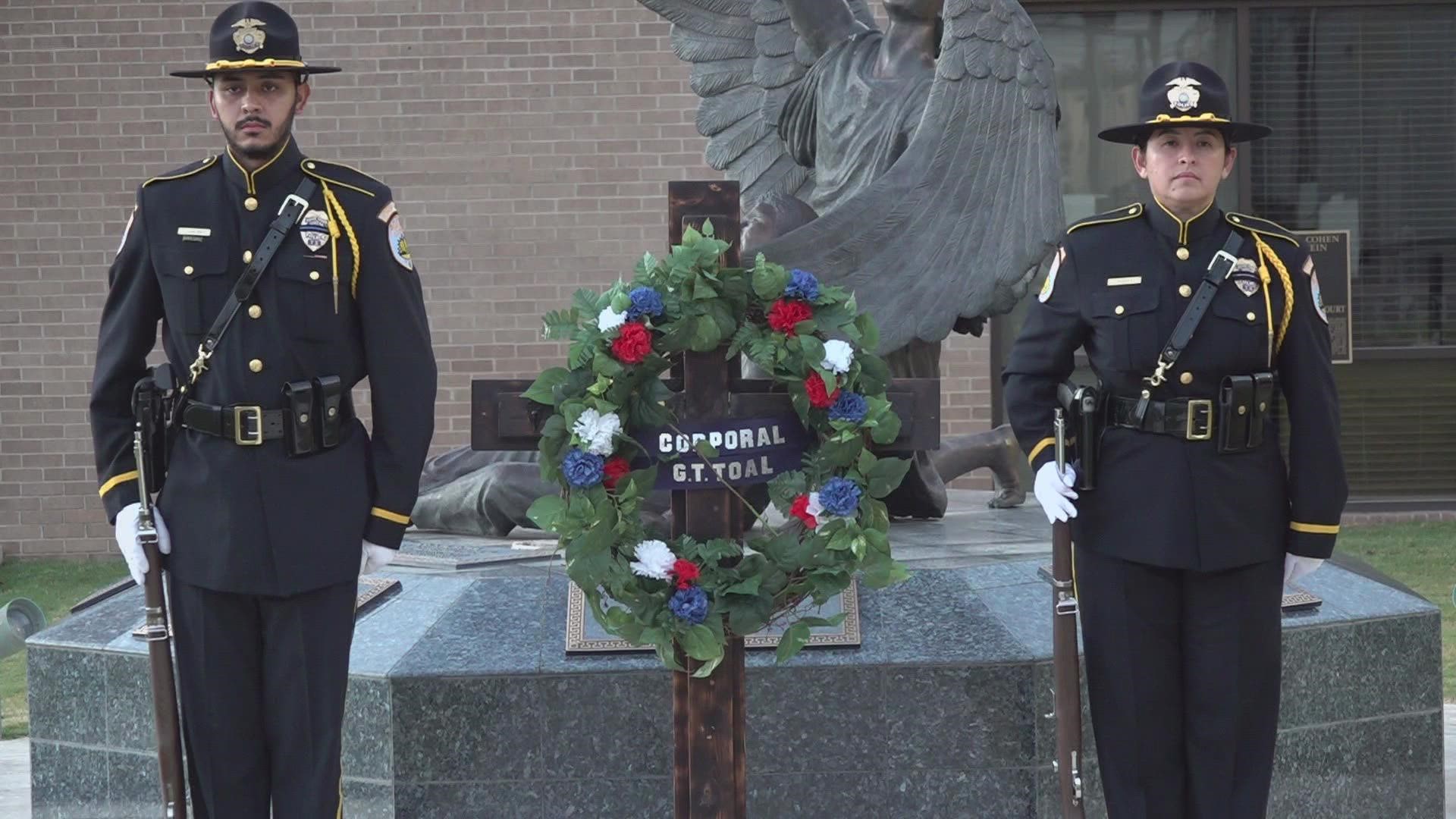 The department does the ceremony every year to remember Cpl. G.T. Toal's life.