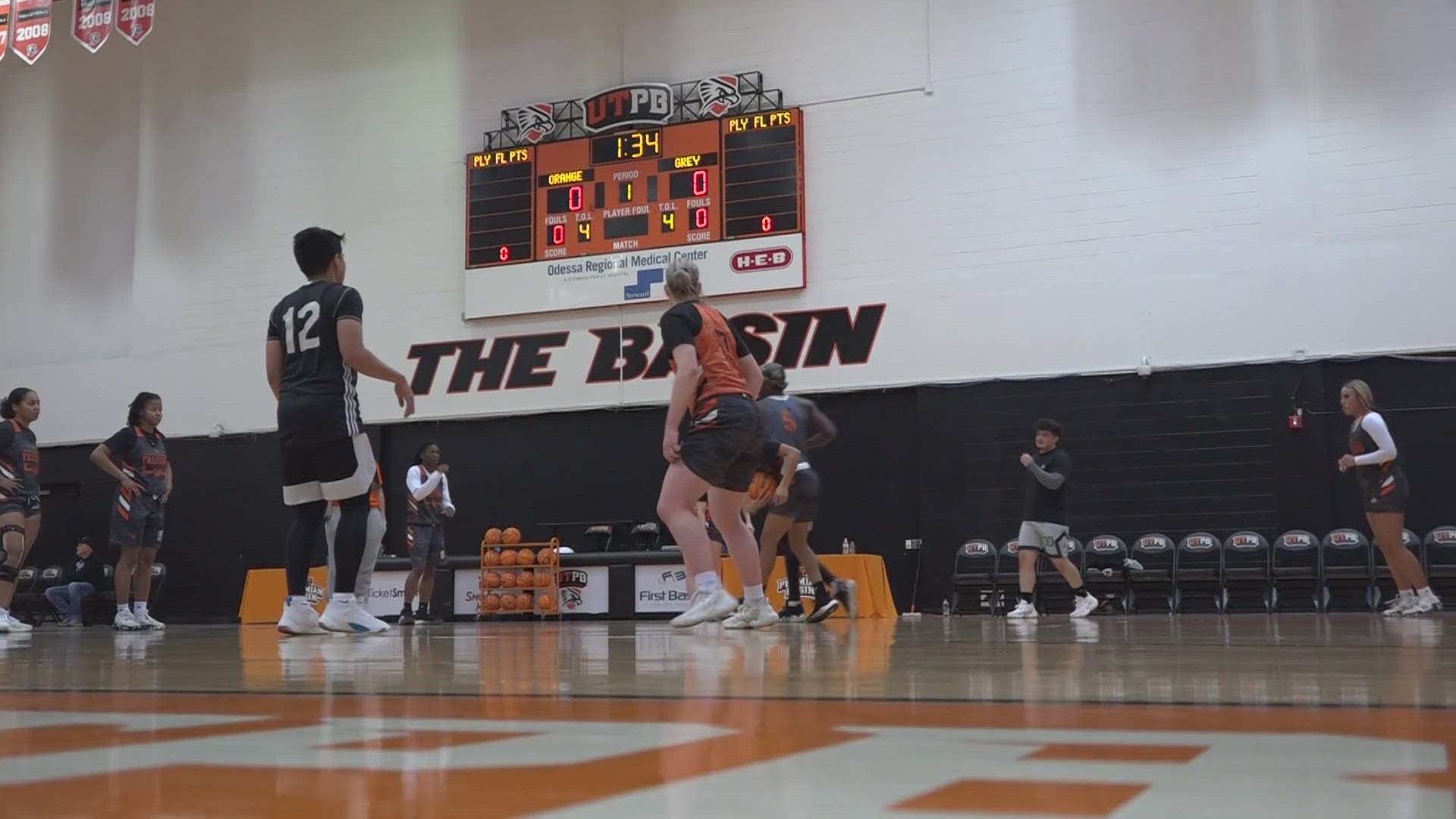 The male scout team helps simulate some of the opponent's pressure the UTPB Lady Falcons may experience throughout the season.