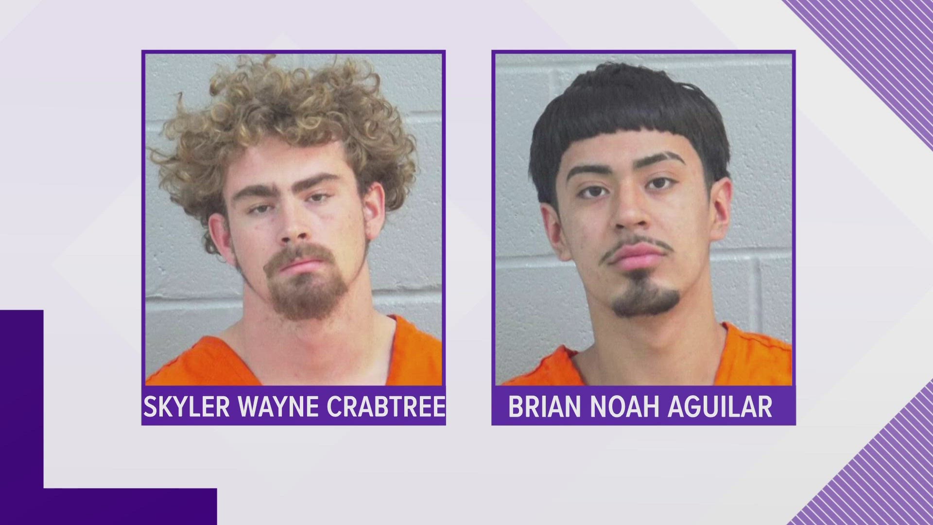 19-year-old Skyler Wayne Crabtree and 19-year-old Brian Noah Aguilar were both charged with engaging in organized criminal activity, a third degree felony.