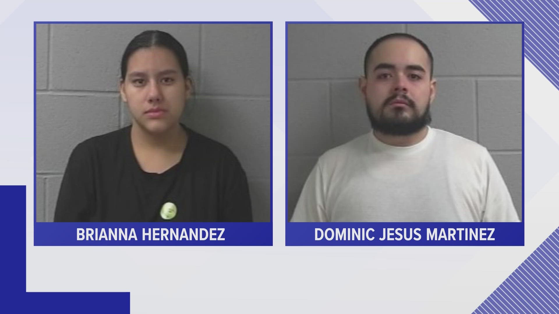 21-year-old Brianna Hernandez and 23-year-old Dominic Jesus Martinez were arrested by the Lea County Sheriff's Office for two child abuse charges.