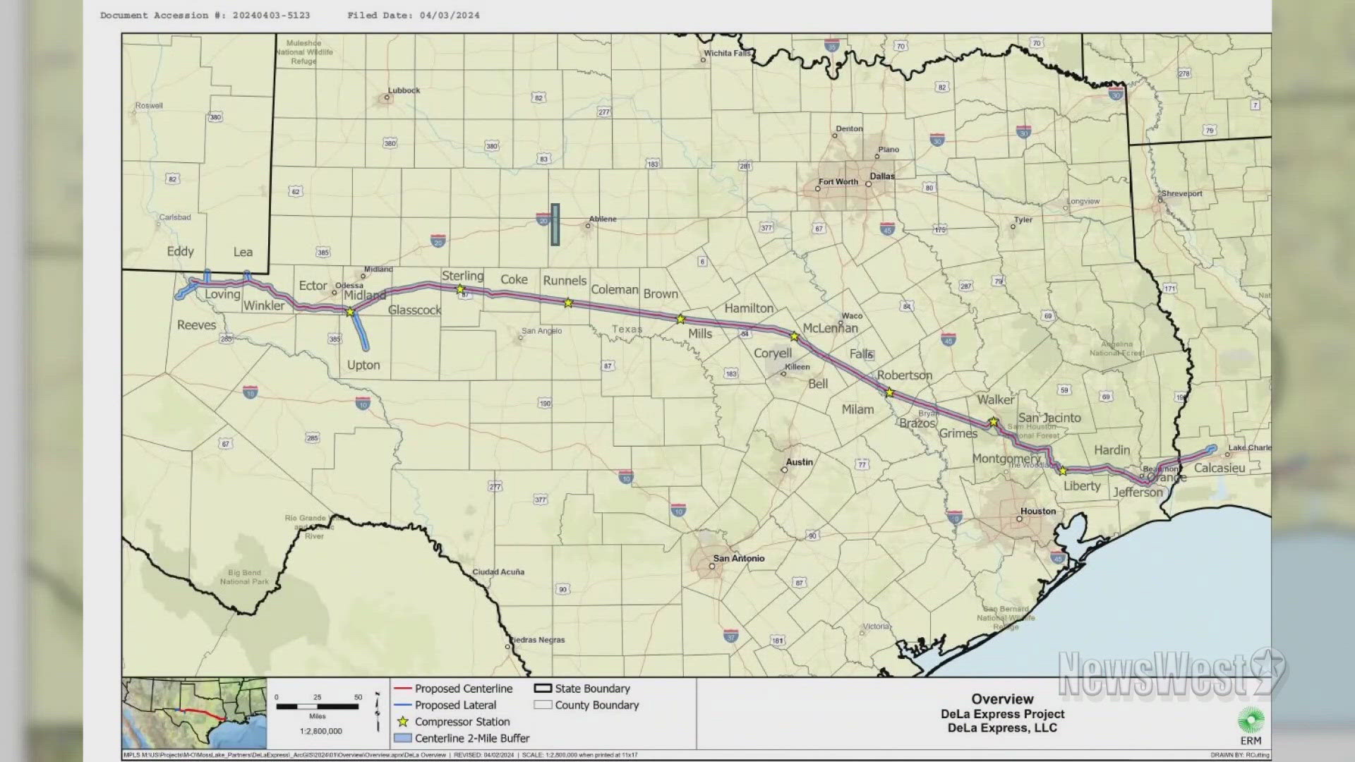 The pipeline will be going through the entire state of Texas.