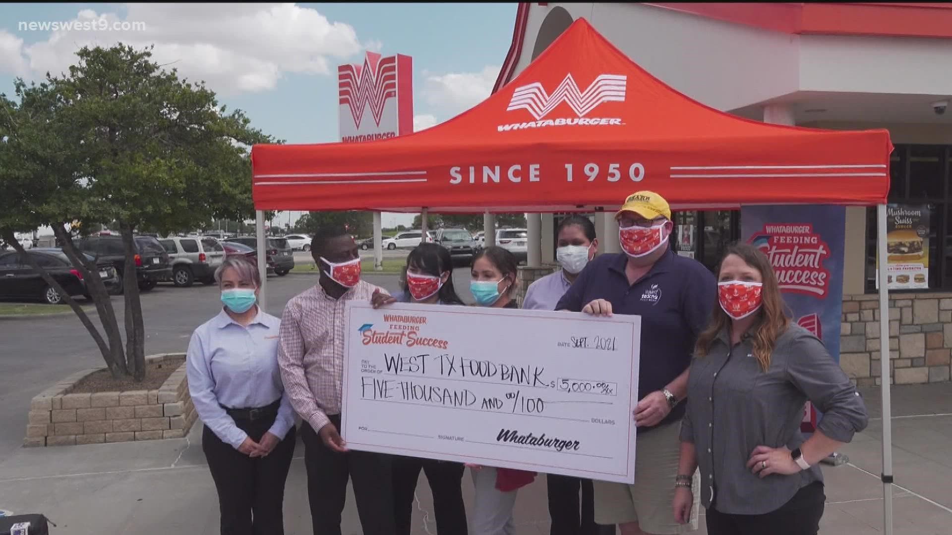 Whataburger will be giving $5,000 to the West Texas Food Bank for their Food 2 kids programs.