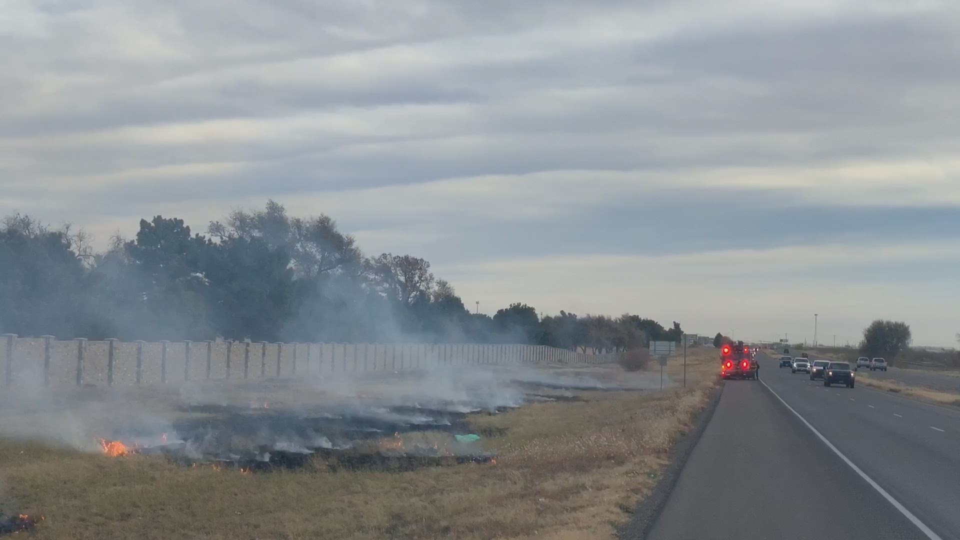 A grass fire off Highway 80 broke out Wednesday morning.