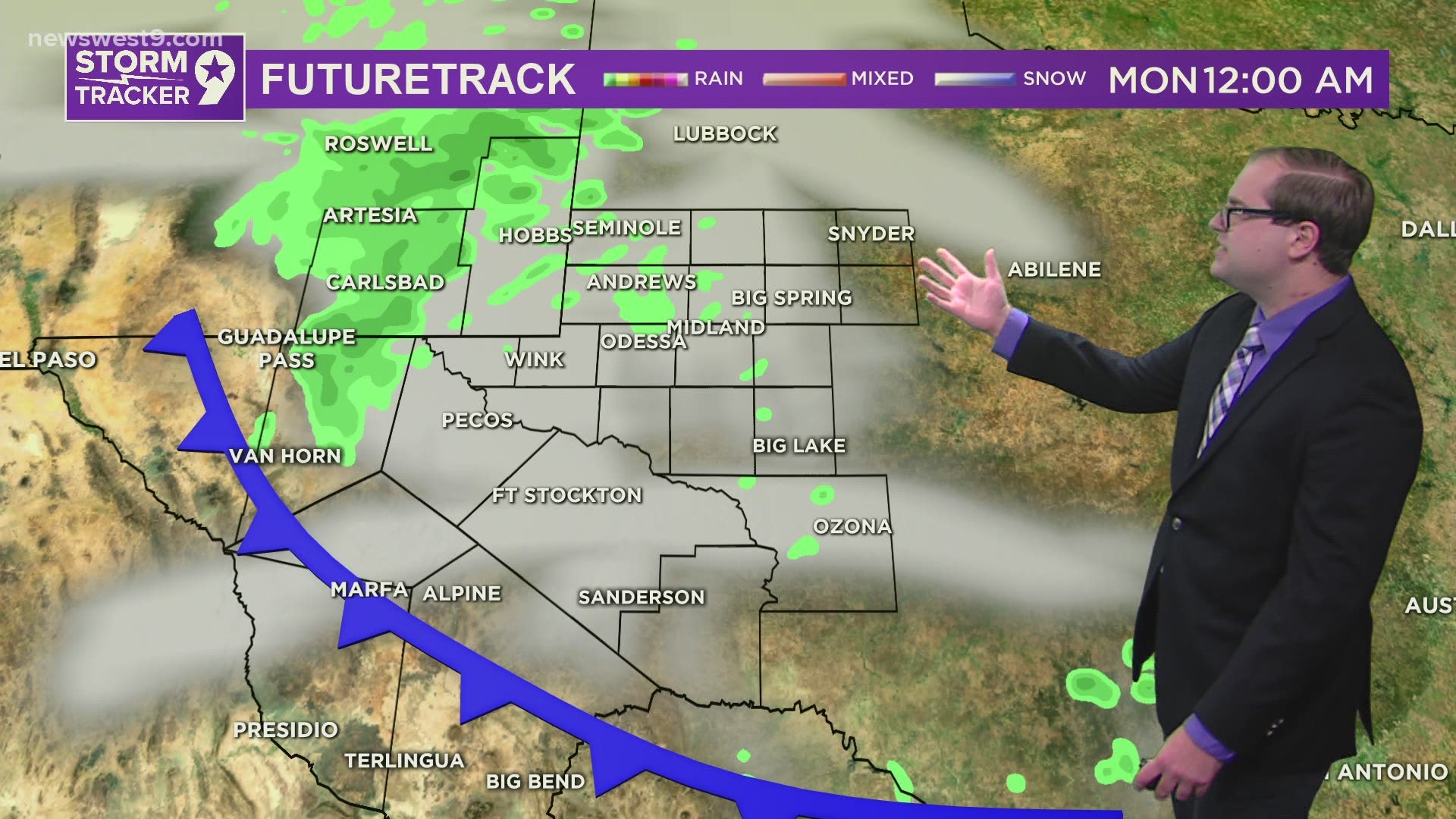 A cold front moves in Sunday morning with a chance of showers after it passes