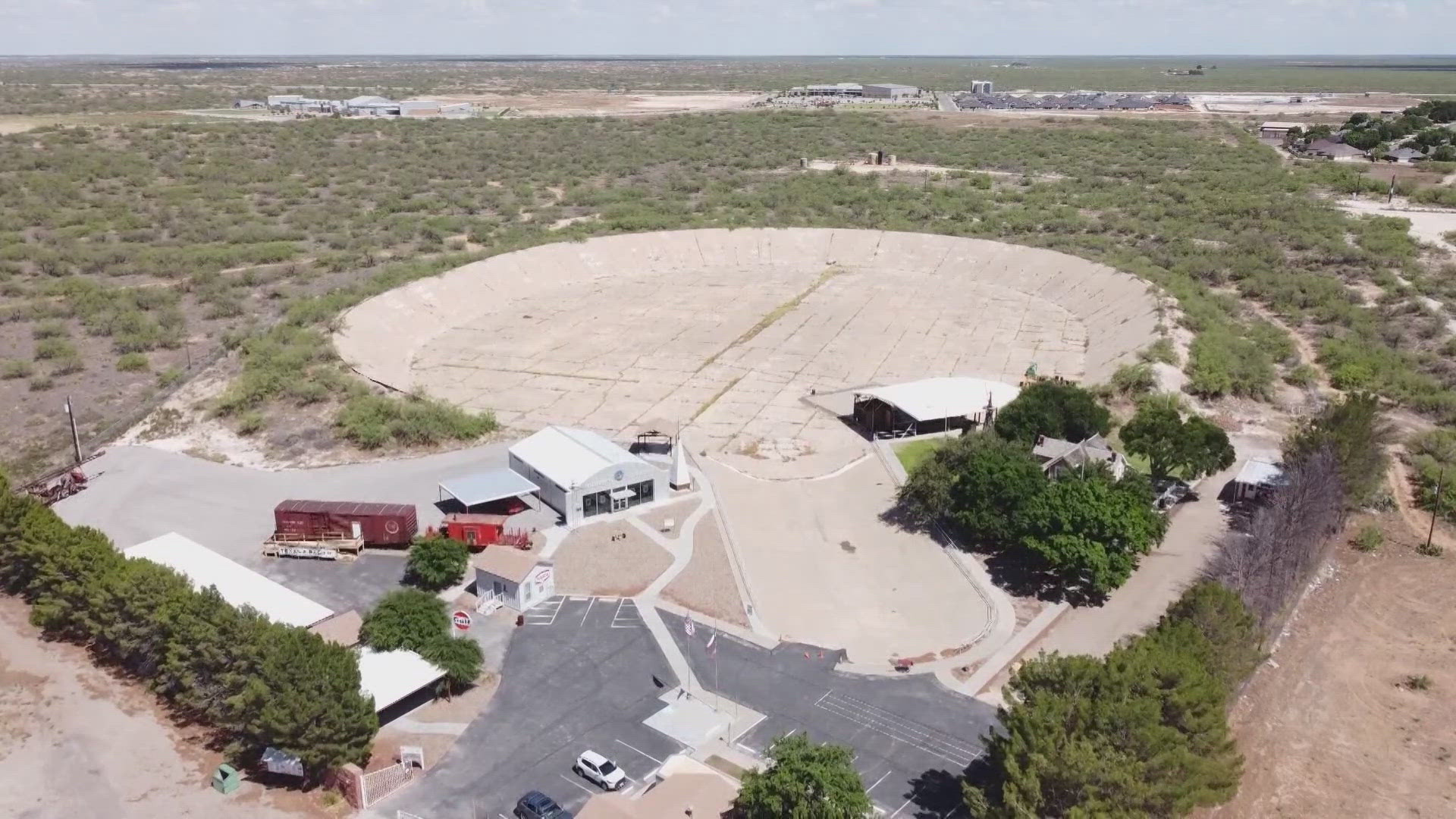 A man-made crater sits at the edge of Monahans, Texas. It's a nearly century-old bowl that couldn't hold oil and couldn't hold water, but here's what it holds today.