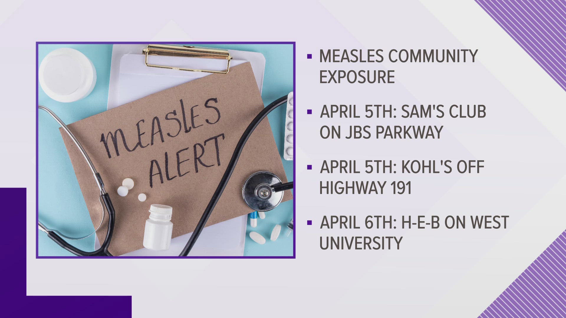 ECHD warns of measles exposure in Odessa locations | newswest9.com