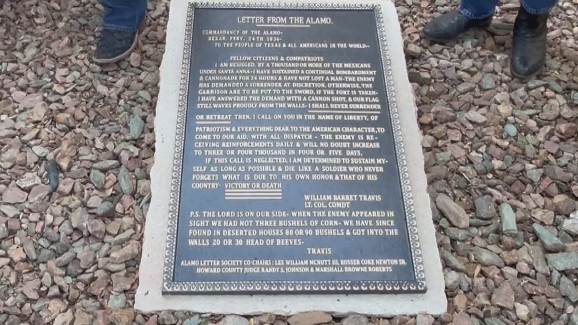 Through a donation from the Alamo Letter Society, the county was able to get a large bronze plaque with one of the most notable pieces of literature on it.