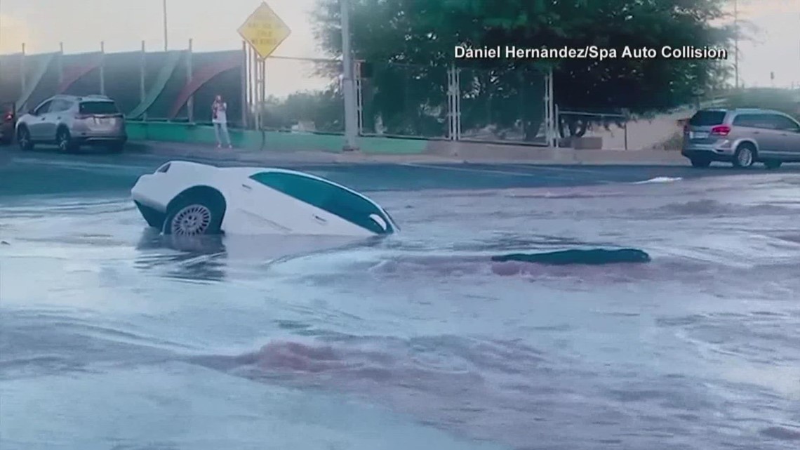 Texas woman rescued moments before car swallowed by sinkhole