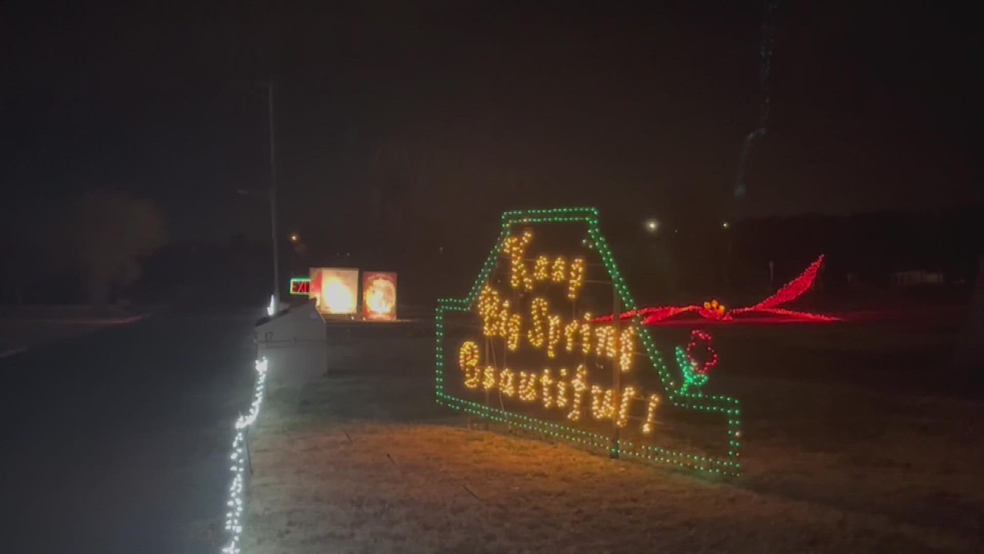 This display features dozens of lighted red poinsettia displays, earning it the nickname "The Lighted Poinsettia Capital of Texas".