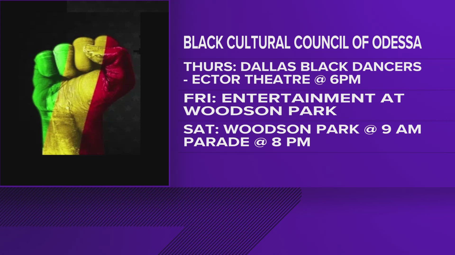 The celebration features a parade, dress party event and three free concerts.