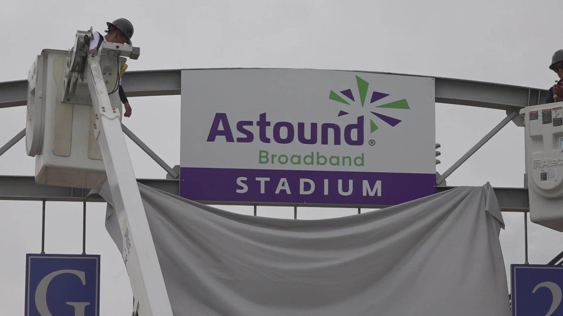 The football stadium will now be called Astound Broadband Stadium.