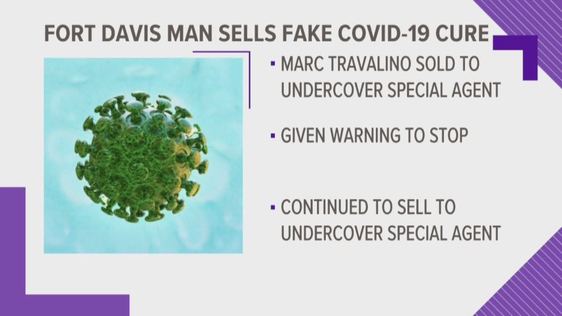 The man sold the supposed cure to an undercover agent. A week after receiving a cease and desist letter, he sold it to another undercover agent.
