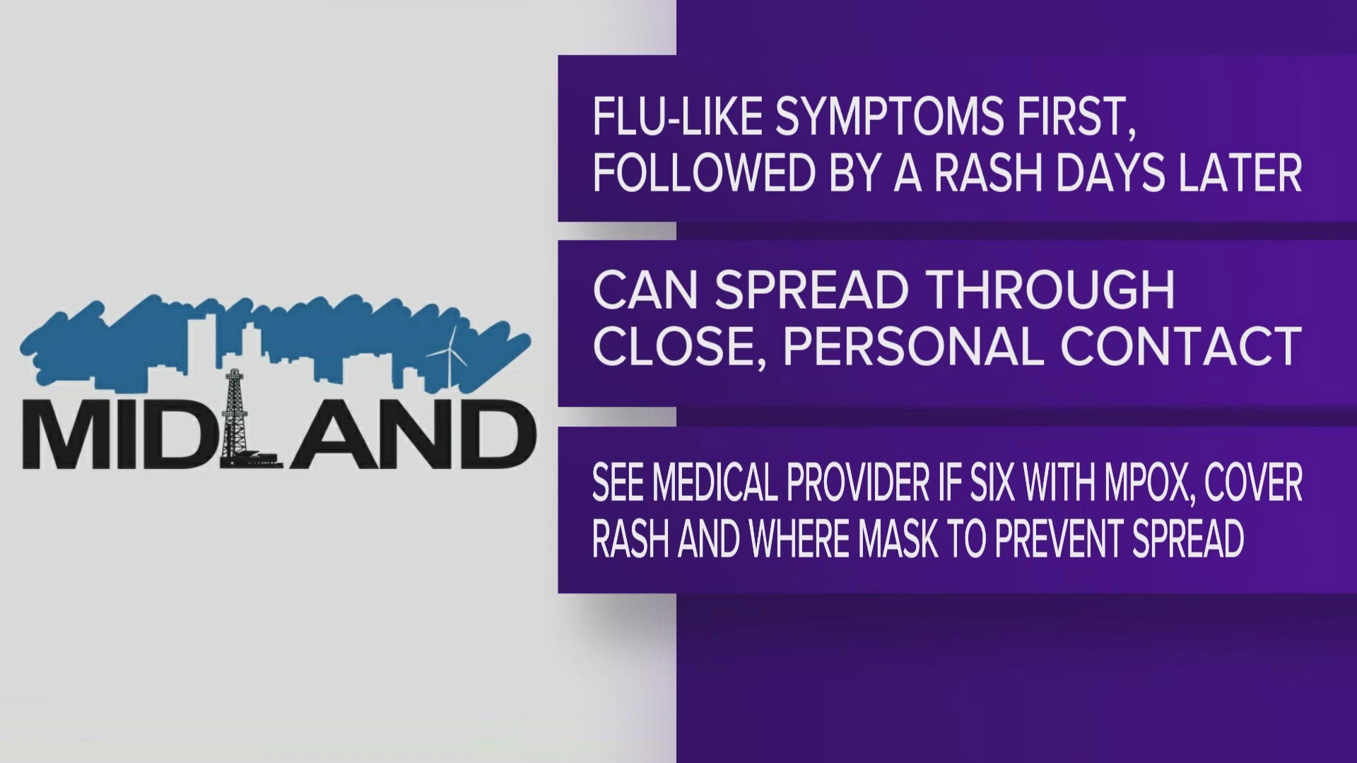 The Midland Health Department has learned of monkeypox cases in the region and wanted to provide the public with information about symptoms and the virus itself.