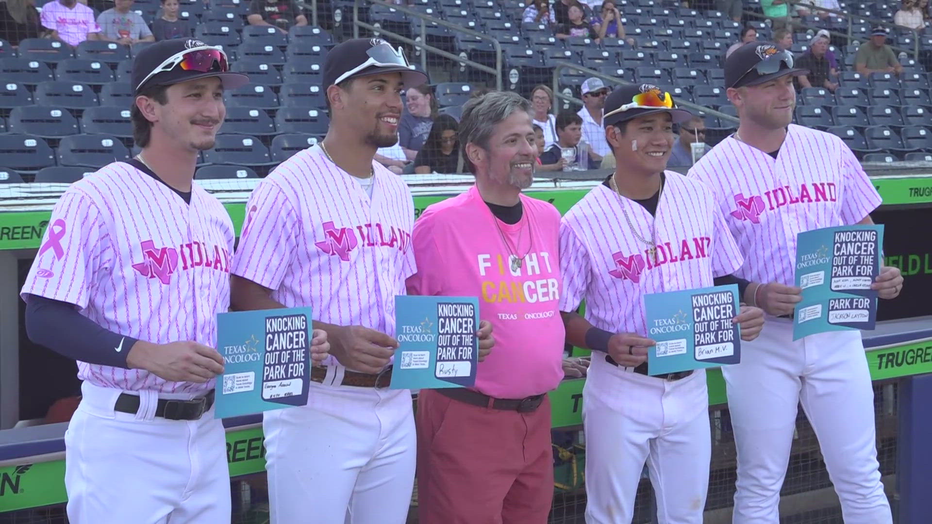 NewsWest 9's Victor Lopez honored with 1st pitch for Cancer Awareness Night, Midland RockHounds drops 4th-straight to Arkansas Travelers