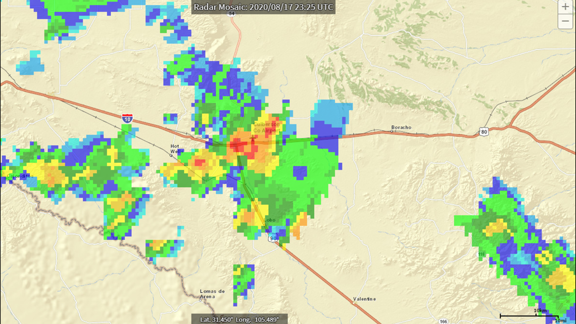 National Weather Service reports an estimated 100 MPH wind gust Monday