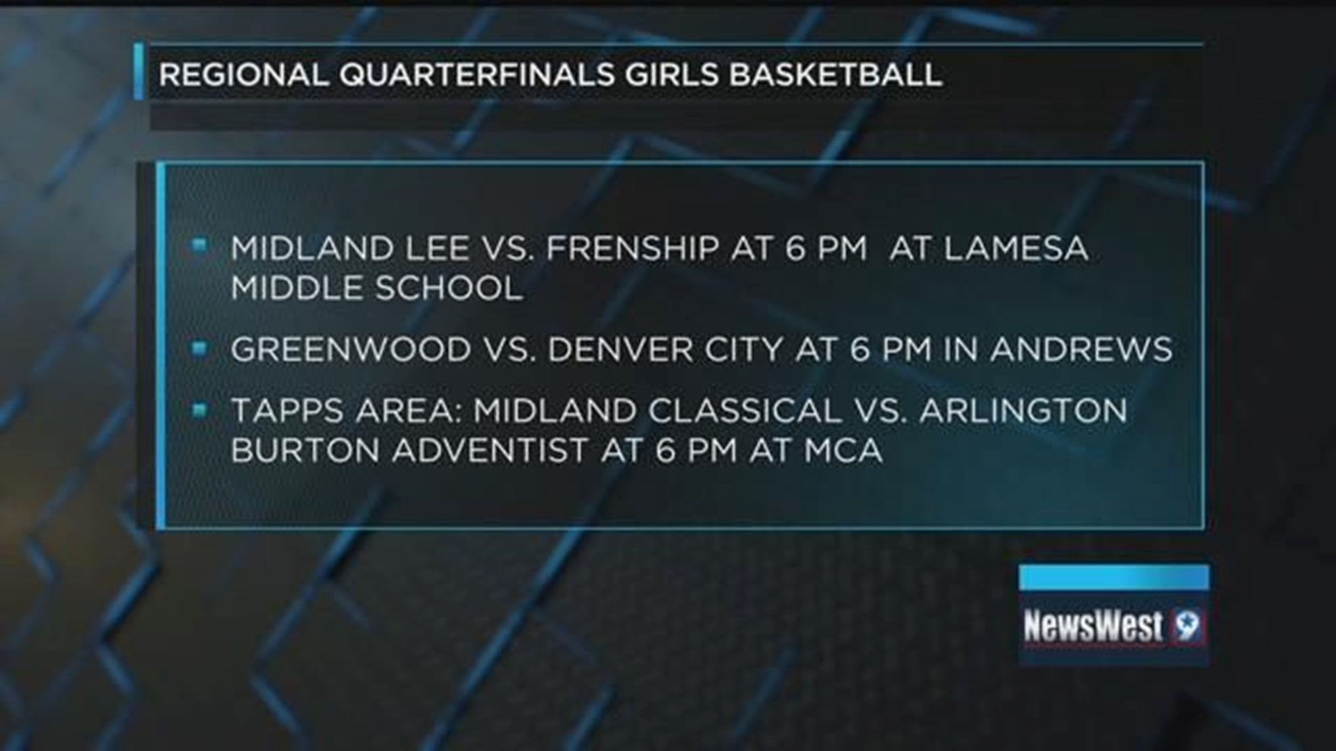 High School basketball playoff schedule for girls regional quarterfinals, boys bi-district