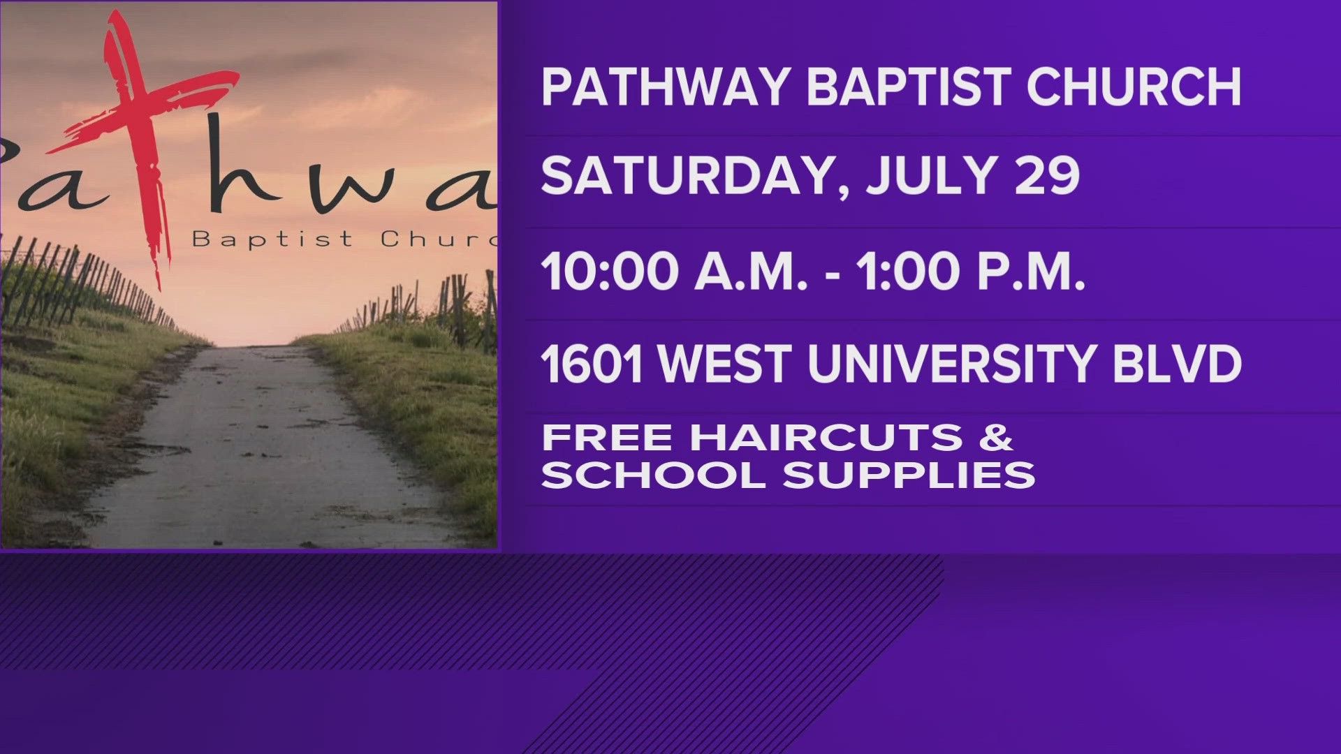 The event will run from 10:00 a.m. to 1:00 p.m., and there will be free school supplies given out as well.