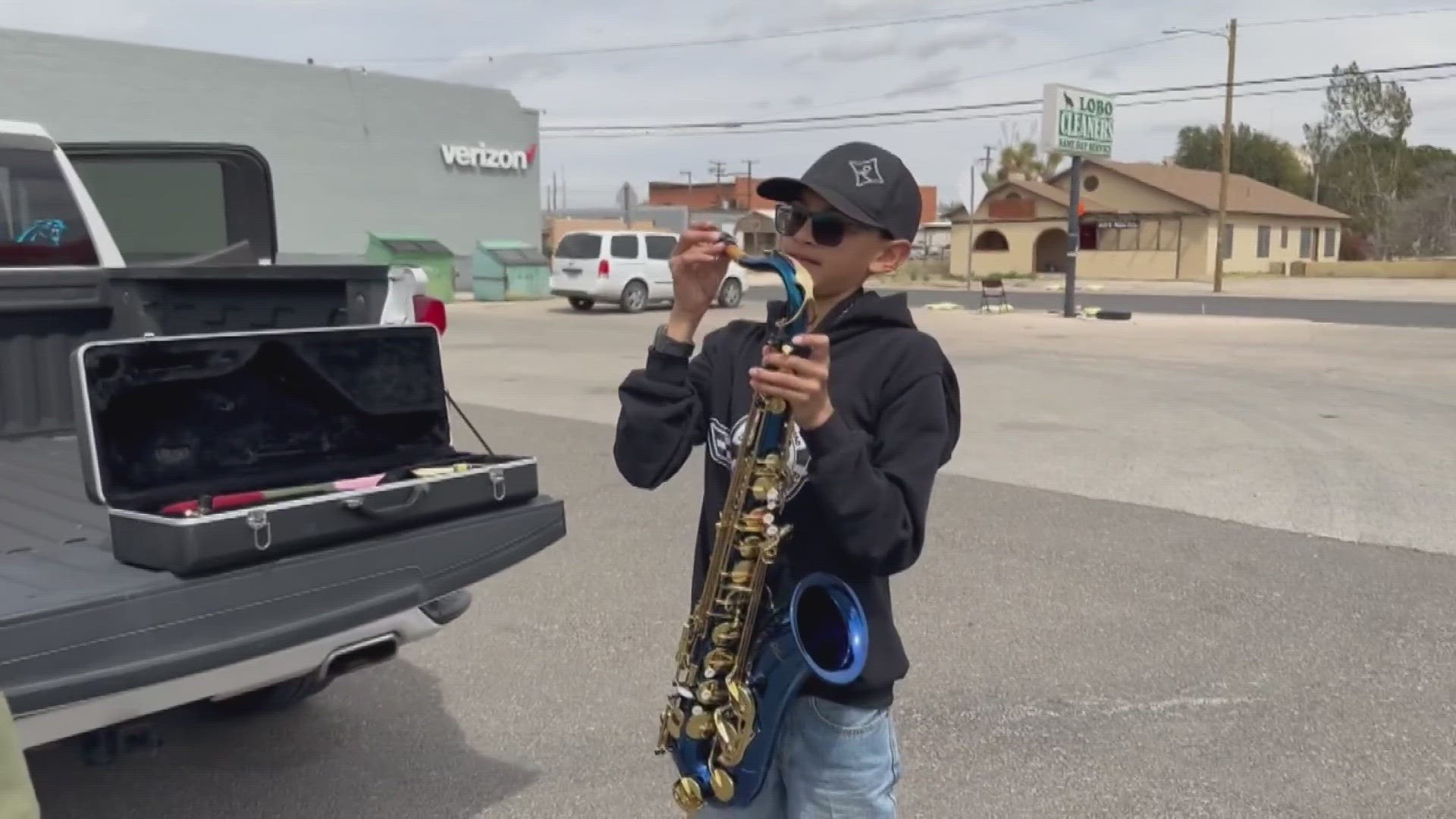 Adriel Bustamante received a saxophone from Midland resident Armando Villesca.