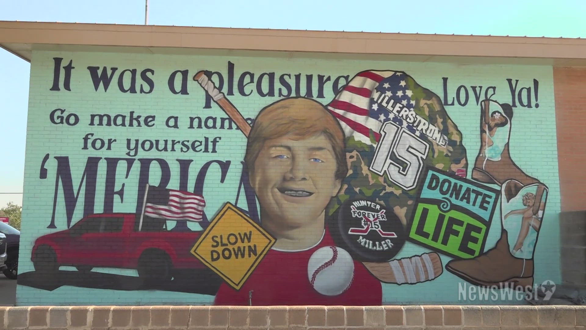 Hunter Miller passed away in 2014 in a car accident. Now, his family is honoring his life with a mural outside their business.