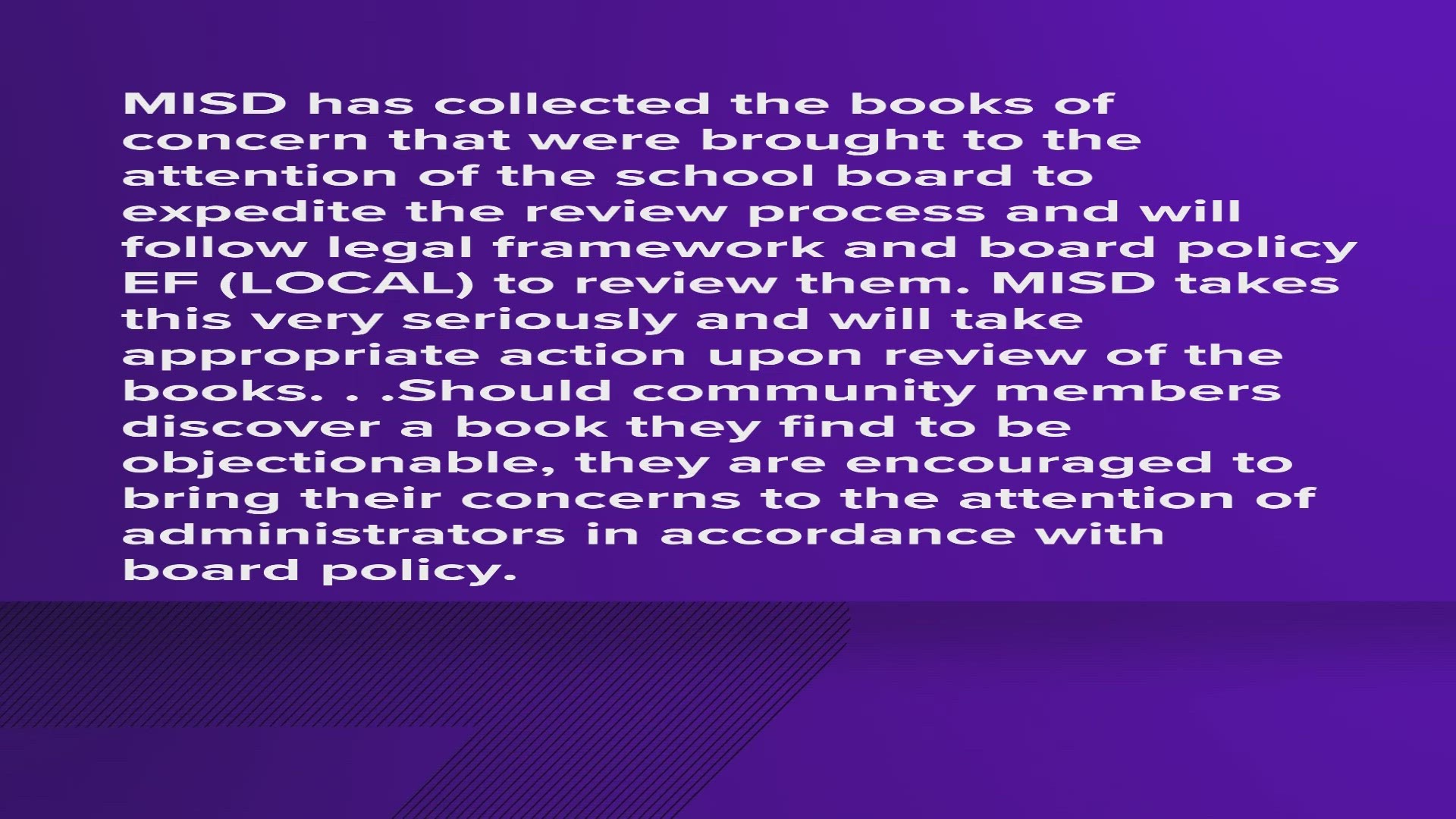 The concern was brought to the attention of Midland ISD at the school board meeting that took place on March 19.