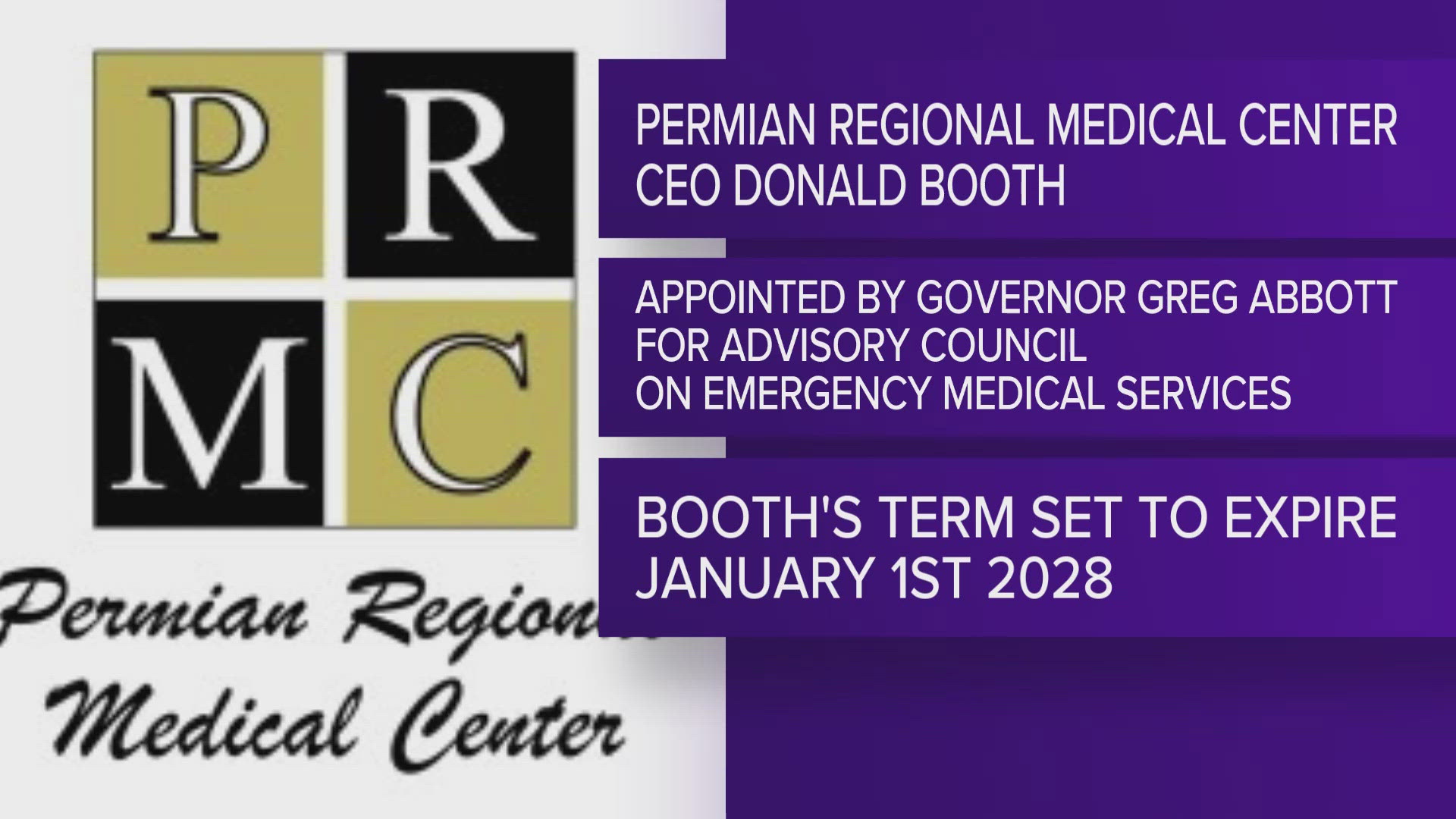 Donald "Donny" Booth, of Andrews, was appointed to the Advisory Council on Emergency Medical Services (GETAC).