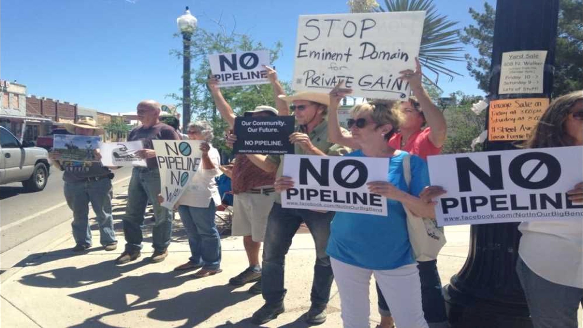 Protesters stand against TransPecos Pipeline